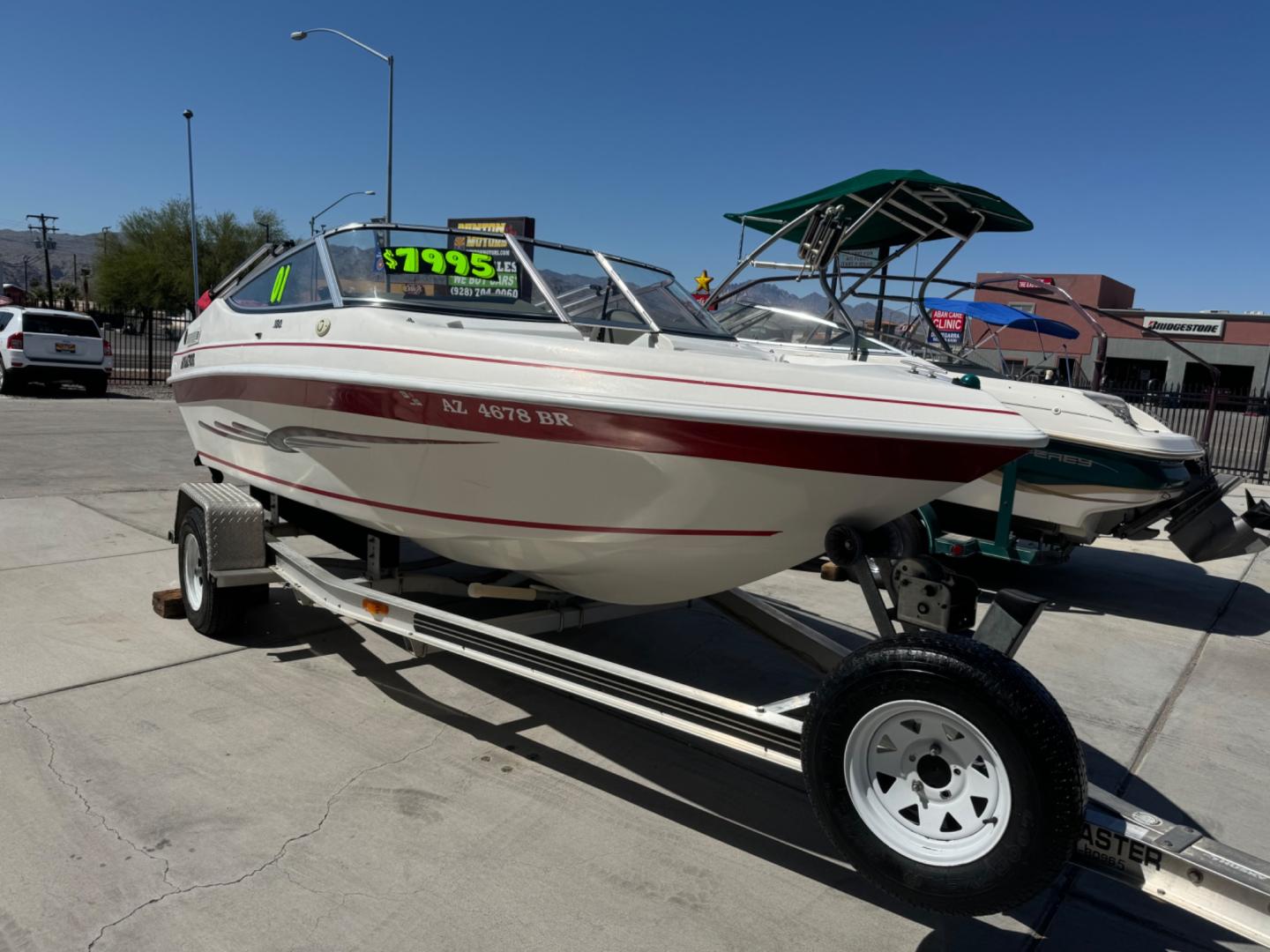 2001 White /white/red Aquatron 180 , located at 2190 Hwy 95, Bullhead City, AZ, 86442, (928) 704-0060, 0.000000, 0.000000 - On consignment this 2001 Aquatron 180. 3.0 engine. 18ft in length. nice bimini top . interior has some damage. price reduced. Runs great. - Photo#0